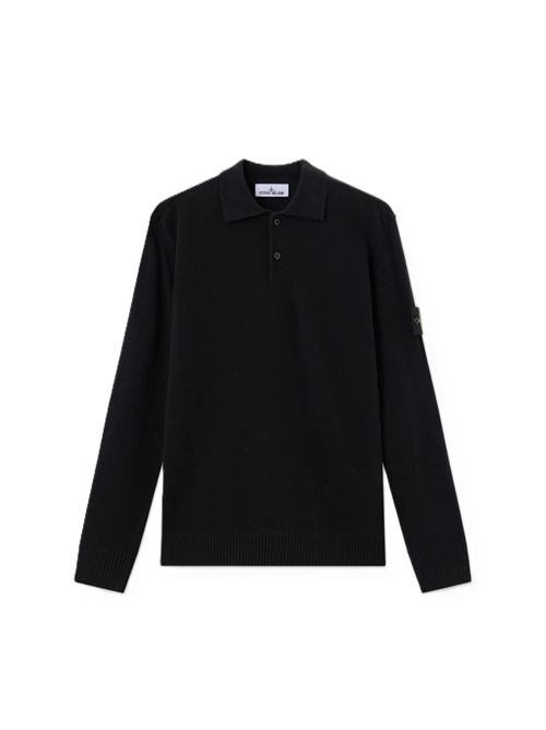 Maglione polo vestibilità loose con finta con bottoni nero Stone Island | L2S15 5100018 S00B4V0029 BLACK